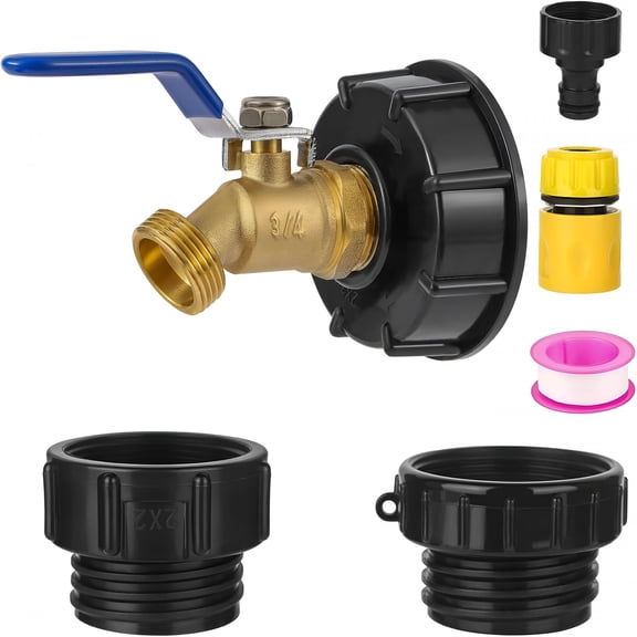 ZHZFKQ Gallon Ibc Tote Hose Adapter,3-Size Ibc Tote Adapter,2.44"Fine、2 "Fine,And 2"Coarse Thread,3/4"Male Npt Inlet × 3/4"Male Ght Brass Hose Faucet Garden Hose Connector