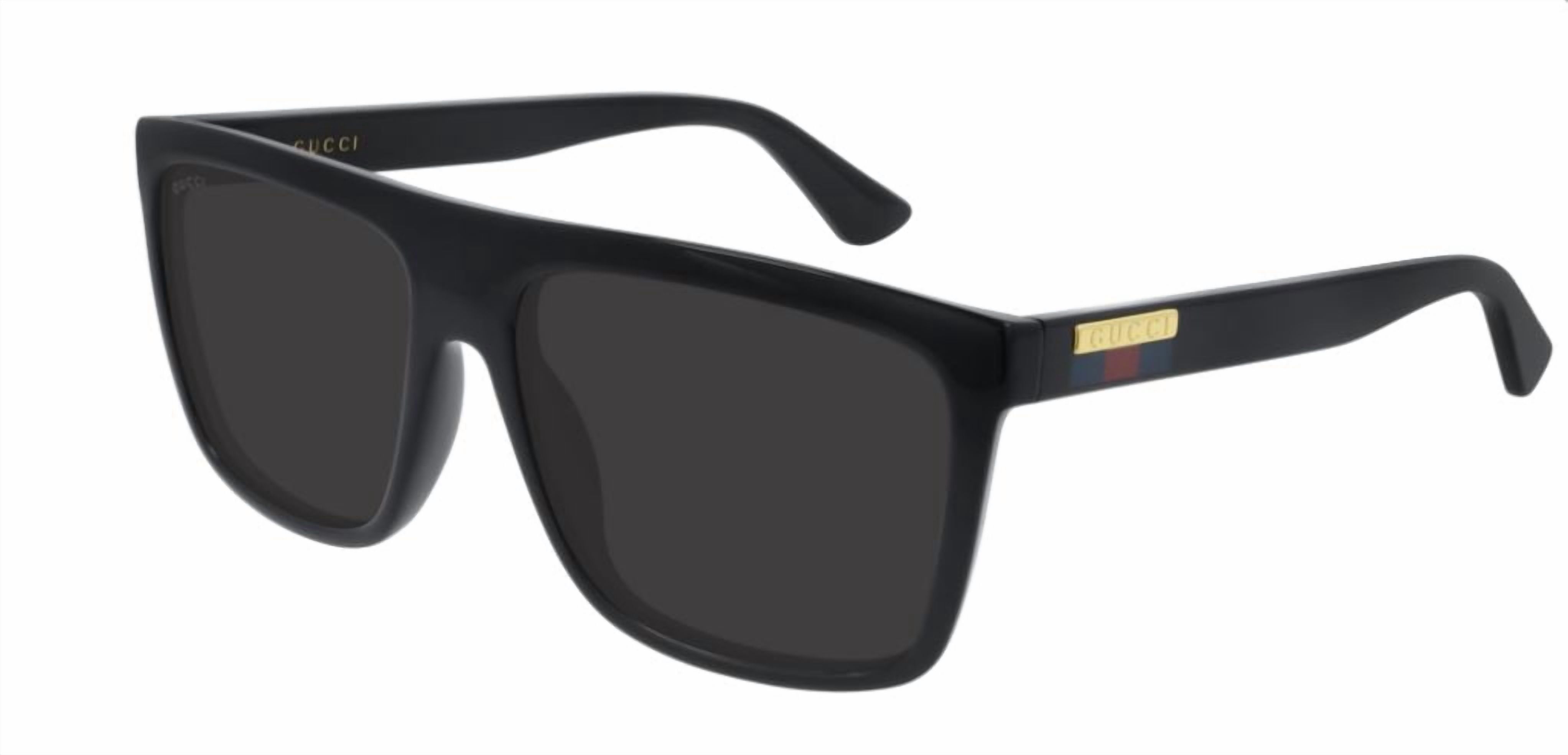 Gucci GG 0748 S - 001 Designer Sunglasses, Black / Grey Shades
