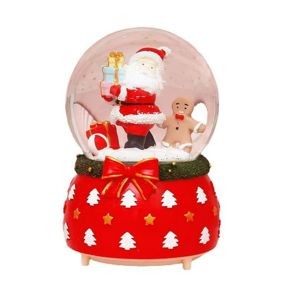 QUETO Christmas Lantern with Snow Globe and Glitter(A