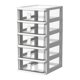 thumbnail image 1 of Caja de almacenamiento de plástico con cajón, organizador de escritorio, transparente, multicapa, con asas de conejo, suministros de oficina, 1 of 8