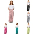 thumbnail image 3 of Dpytoraw Girls Solid Utility Cargo Pants Drawstring Elastic Waist Lightweight Trousers Black Size 5-6 Years, 3 of 7
