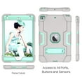 thumbnail image 6 of Case for iPad Mini 4th/5th Gen, Kickstand Shockproof Kids Proof Case Heavy Duty High Impact Resistant Hybrid Three Layer Rugged Defender Full Body Protection Case, Gray+Mint, 6 of 7