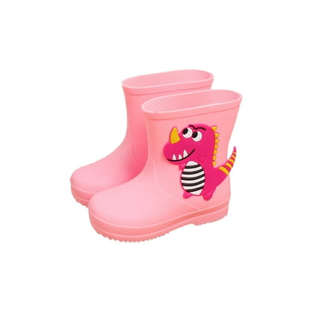 

Gomelly Kids Garden Shoes Waterproof Rainboot Non Slip Rain Boots Slip-On Mid Calf Boot Girls Boys Chidren Pink Style A 8C