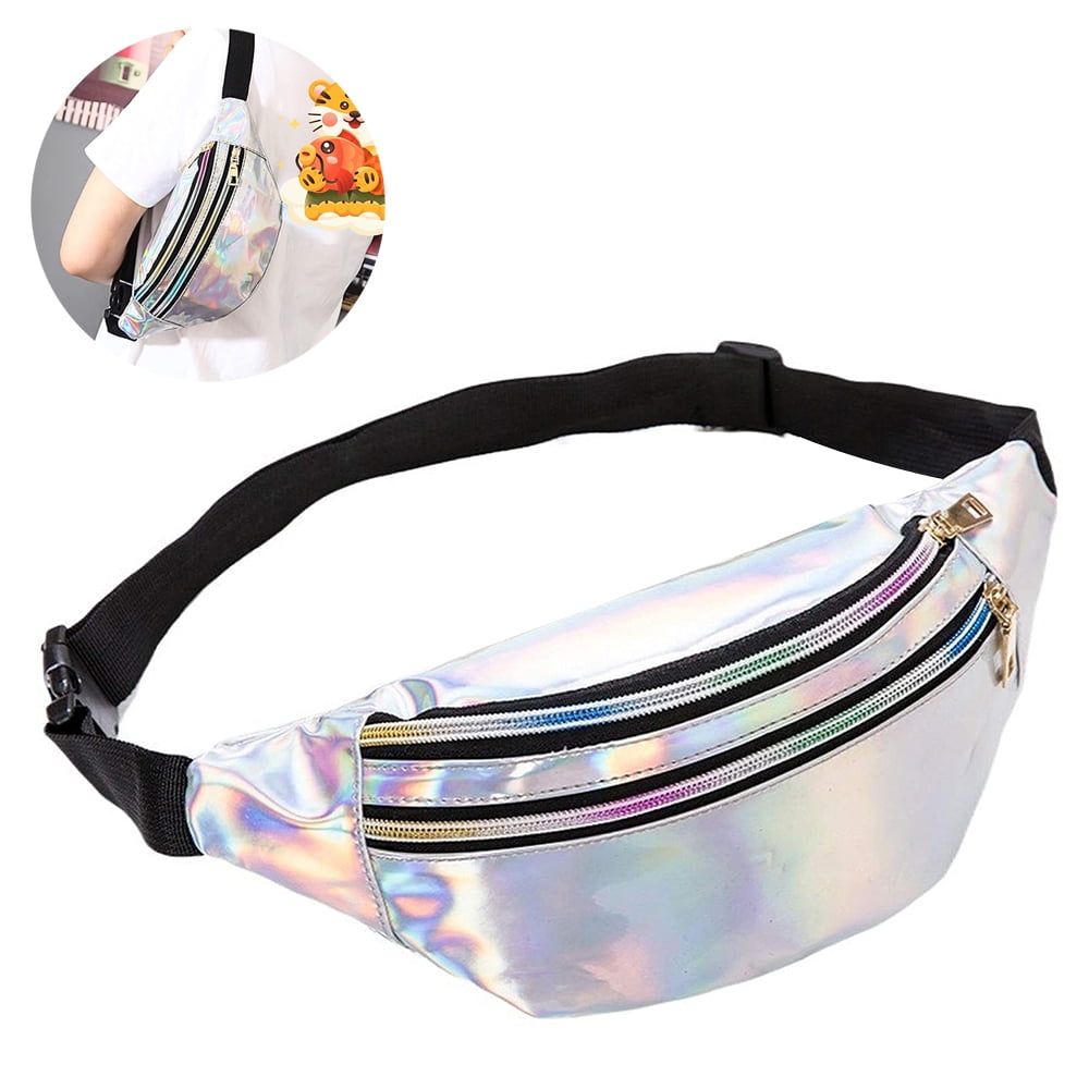 Holographic Waist Bags Women Banana Fanny Pack Female Belt Bag Geometric Waist Packs Laser Chest Phone Pouch waist bag multifunctional chest bag one shoulder diagonal outdoor sports waist bag Walmart....