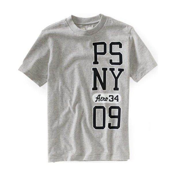 Aeropostale Boys PSNY Logo camiseta gráfica, gris, L (12)