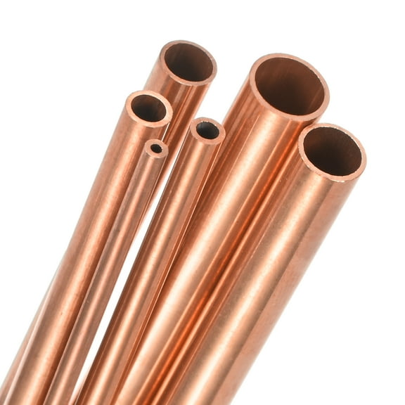 Uxcell 330mm Copper Round Tube, 2mm 3mm 4mm 5mm 6mm 7mm OD 0.5mm Wall Thick Seamless Straight Copper Pipe Tubing [Set of 6 Sizes]