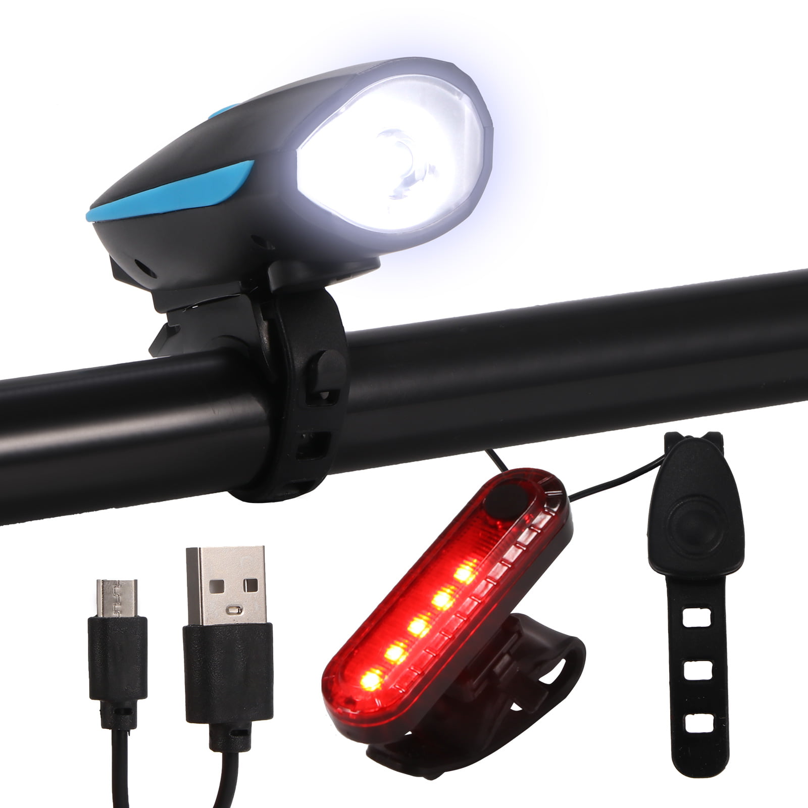 LBgrandspec Bicycle Accessory,Bicycle Bike T6 LED Light Headlight 120db Horn Smart Display USB Rechargeable 
