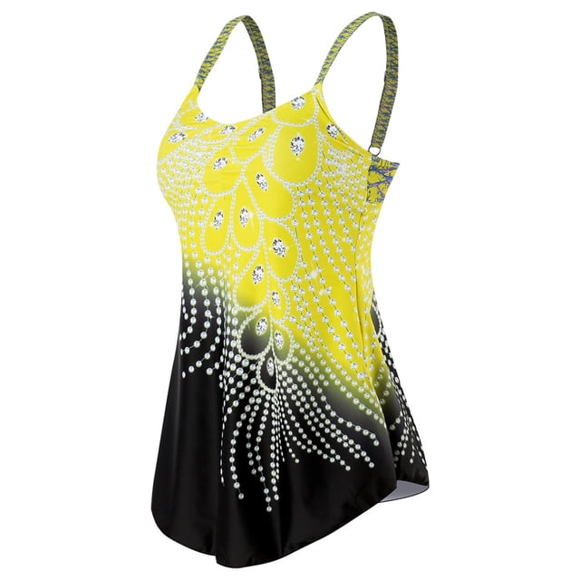 Naiovety 2021 traje de baño Sexy de piezas para mujer, traje de baño acolchado, traje de baño estampado sin espalda, traje de baño con cuello en V Traje de baño amarillo S Naiovety OD001290-07