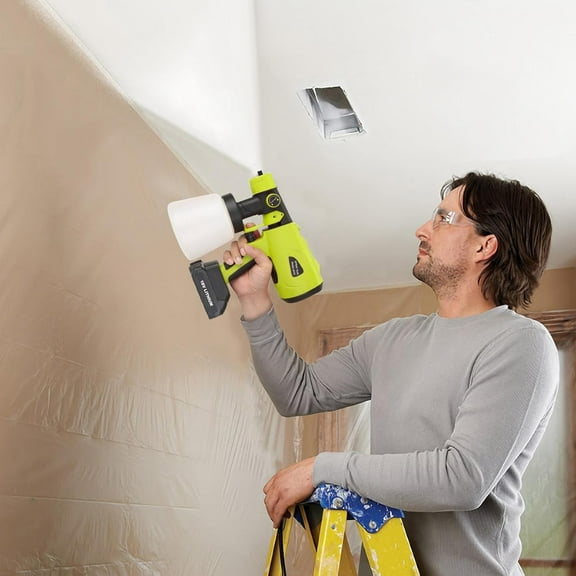 Cordless Paint Sprayer for Ryobi 18V Battery, Handheld HVLP Paint Sprayer with 1000ML Container, Electric Paint Sprayer for Painting Ceiling, Fence, Cabinets, Walls (Battery NOT Included)