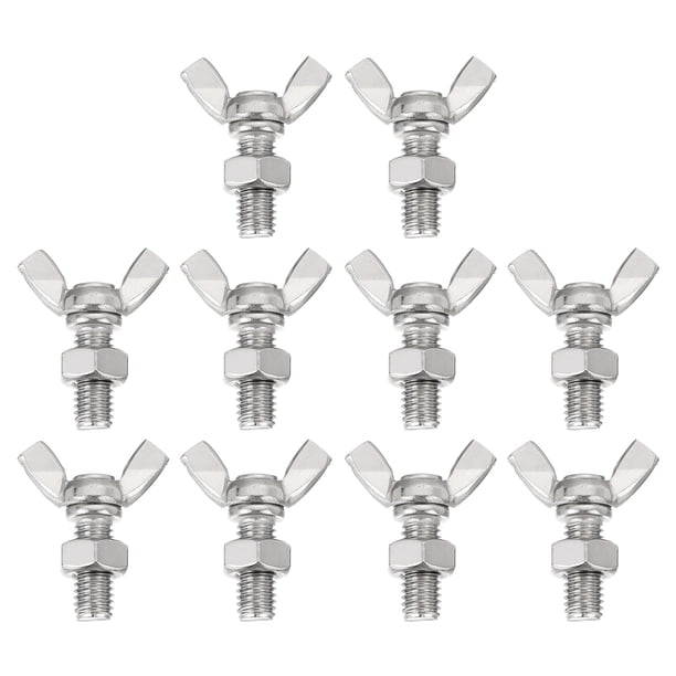 Paquete de 20 tornillos mariposa M8-1.25x20mm con 20 tuercas, acero inoxidable 304