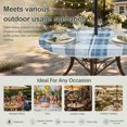 thumbnail image 6 of Round Outdoor Tablecloth with Umbrella Hole and Zipper, Blue Checkered Tablecloth with Elastic Waterproof, Farmhouse Modern Buffalo Plaid Patio Table Covers for 31" - 35" Picnic Pool Tables, 6 of 9