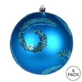 thumbnail image 2 of Vickerman 4" Boule Tourbillon Ornements en Paillettes Mates Turquoise (Lot de 6), 2 of 3
