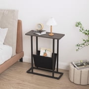 Narrow Side Table with Storage - Rustic Accent Table for Small Spaces