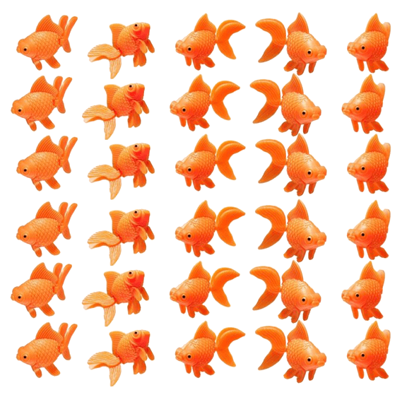 30 Pieces Fake Goldfish Plastic Floating Artificial Aquarium Fish Realistic Moving Orange Goldfish Ornament Decorations for Aquarium Tank Makeup