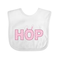Inktastic Hop Bunny Ears in Pink Boys or Girls Baby Bib