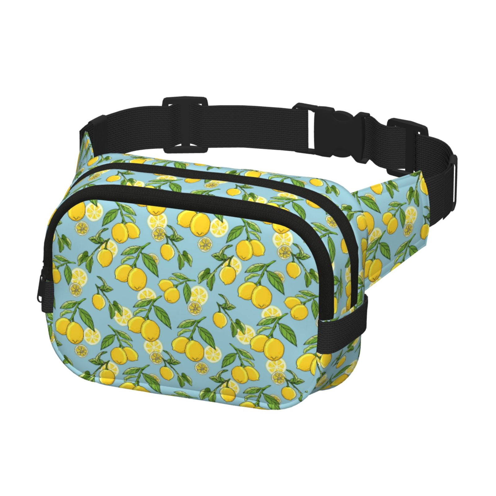 Fuzoiu Lemon (3) Print Unisex Square Double Layer Waist Bag,Crossbody Fanny Pack Travel Workout Accessory