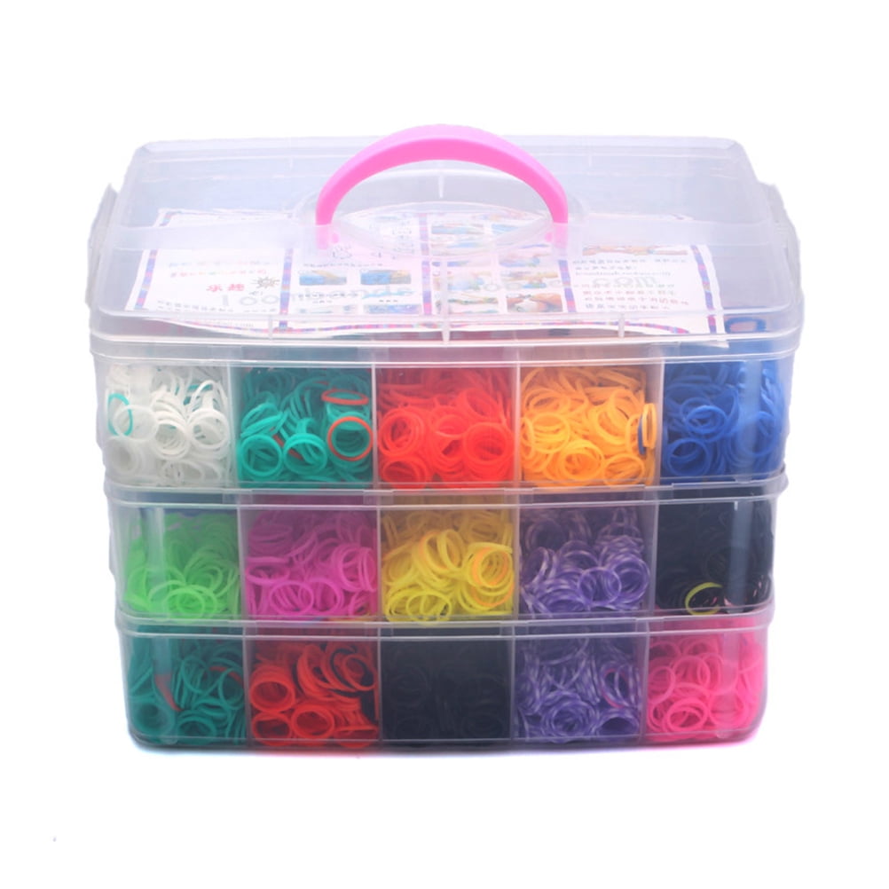 7500pcs Colorful Rubber Loom Bands Box Set DIY Bracelet Kit Walmart