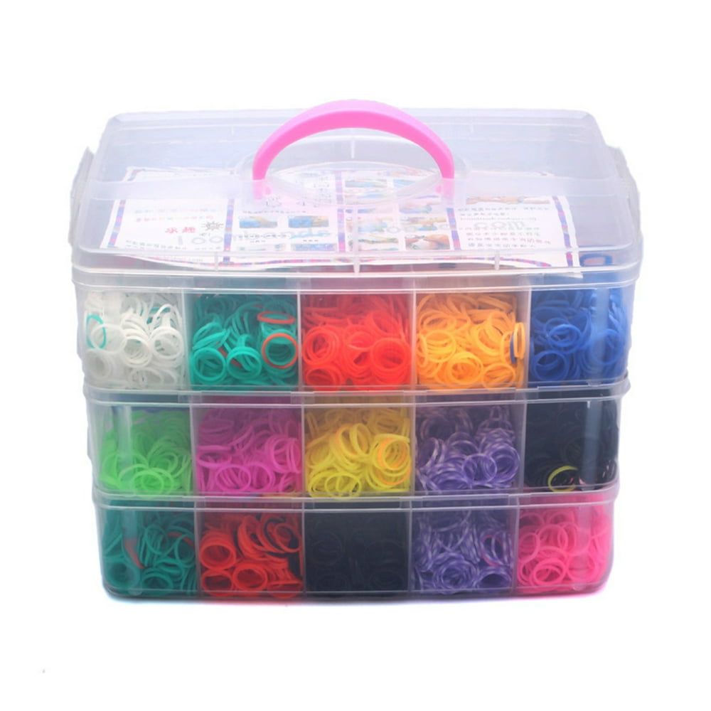 7500pcs Colorful Rubber Loom Bands Box Set DIY Bracelet Kit Walmart