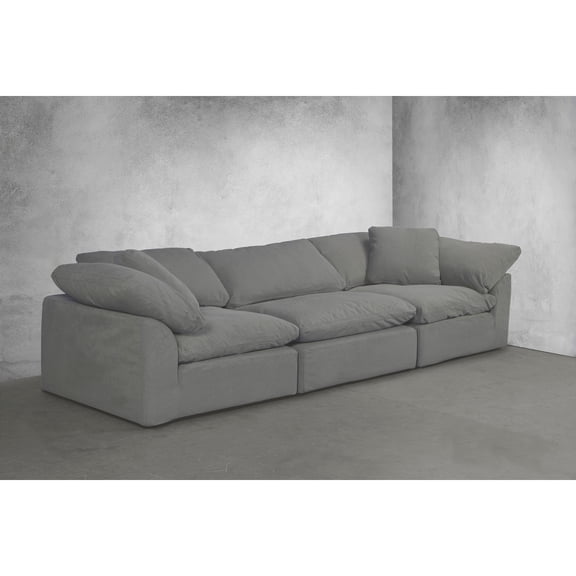 Modular Sectional Sofa 3Pc Deep Seating Couch, Washable Performance Fabric, Gray Living Room Furniture