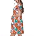 thumbnail image 2 of Goofa Hawaiian Style Pattern Women Summer Short Sleeve Midi Dress with Pockets Casual Aline Flowy Tshirt Dress Vocation Beach Sundress, 2 of 6
