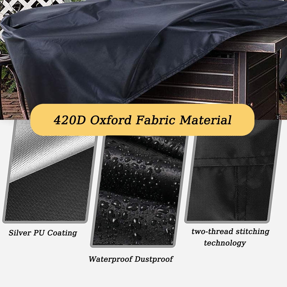 Saking Fire Pit Cover, Rectangular 42inch Firepit Cover Waterproof Material Outdoor Propane Fire Table Cover