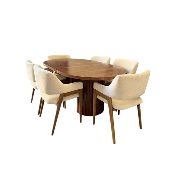 Comedor de madera de parota natural para 6 personas color beige