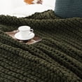 thumbnail image 2 of Battilo Olive Green Chunky Knit Throw Blanket,Handmade Cable Knit Throws,Thick Chenille Blanket,50"x60", 2 of 8