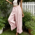 thumbnail image 2 of Women's Pants, Women's Cute Lace Trim Long Bloomers Pants Ruffle Vintage Pantaloons Summer Beach Travel Vacation Pants, 2 of 7