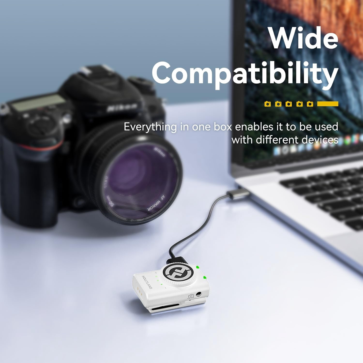 Hollyland LARK M2 DUO Combo Wireless Microphone for Camera, Lightning and USB-C, Dual Lavalier Mics, 2-Person Recording, 1000 ft Range, Ivory White (Bundle)