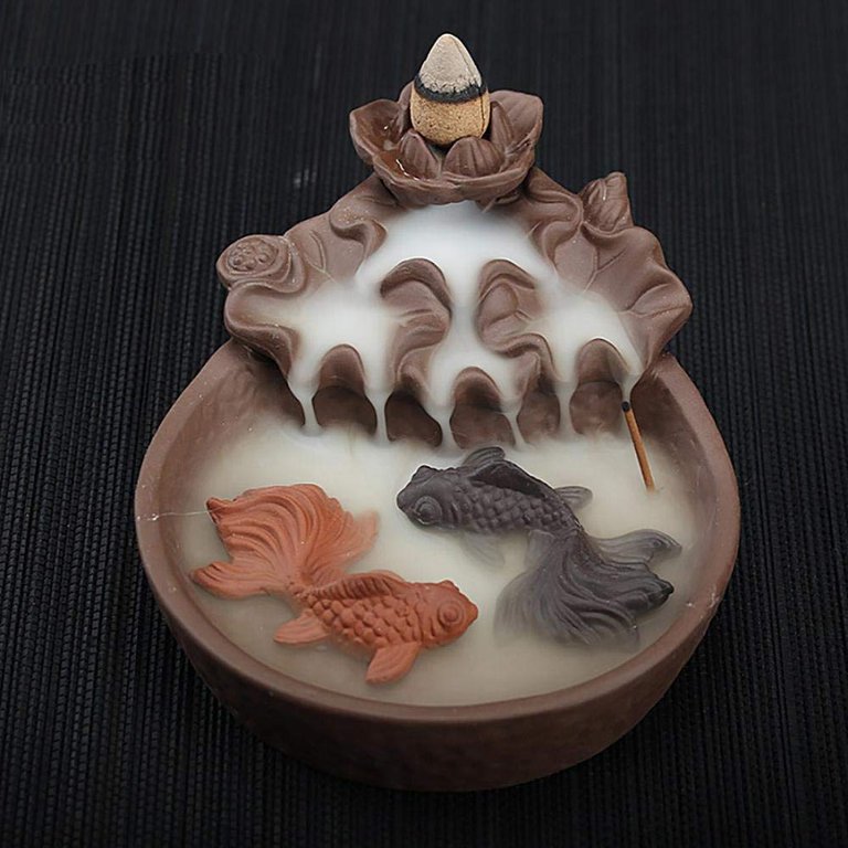 Two Fishes Incense Holders Ceramic Backflow Incense Burner Purple Clay  Smoke Cone Sticks Holder 