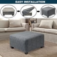 thumbnail image 6 of AUQ 2026 New Stretch Square Ottoman Covers Slipcover,Ottoman Cover Square Soft Knitted Jacquard Cover for Ottoman Square Footstool Protector for Living Room 27-32In, 6 of 7