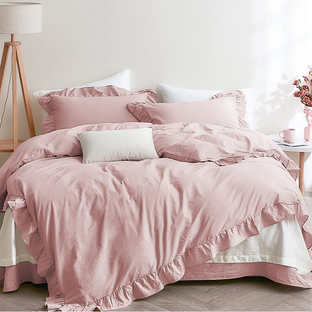 ruffle pink comforter