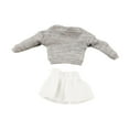 thumbnail image 2 of Sudadera con capucha y falda de manga larga a escala 1/12, disfraz informal ajustado con hombros descubiertos top gris, 2 of 9