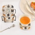 thumbnail image 3 of Yayeee 6 PCS Drink Coasters with Holder Set Woven Absorbent Round Tabletop Hot Pad, Halloween Ghost, 3 of 7