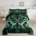 thumbnail image 3 of Manfei Tribal Damask Flower Full Size Comforter Sets, Green Black Mandala Bedding Comforter Set, Western Bohemian Theme Reversible Bedding Sets, Breathable Home Decor, 3-Piece, 3 of 9