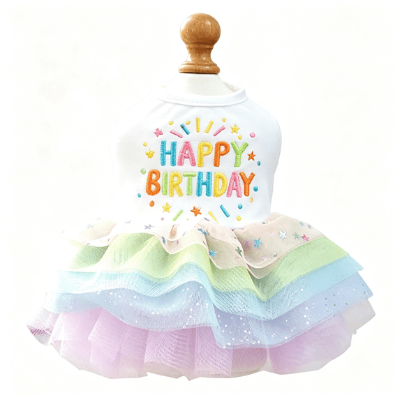 GASTROPOD Dog Birthday Outfit Girl Puppy Princess Tutu Dress for Small Dogs Pet Birthday Cake Dresses Cat Birdhay Decoration Haliday Pet Apparel (Coloful,Small)