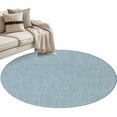 thumbnail image 2 of Round Area Rug 3 Ft, Vintage Haze Blue Washable Non-Slip Circle Carpet for Living Room/Bedroom, Farmhouse Retro Solid Color Linen Texture Low-Profile Small Floor Mats Collection Rugs for Indoor, 2 of 7