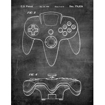 Original Nintendo 64 Game Controller Artwork Submitted In 1996 - Toys and Games - Patent Art Print