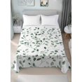 thumbnail image 2 of Full Size Flat Sheet Only, Eucalyptus Leaves Soft Brushed Microfiber Bed Sheets, Watercolor Summer Botanical Green Hotel Quality Breathable Bedding Top Sheet, Easy Care, 81"x96", 2 of 9