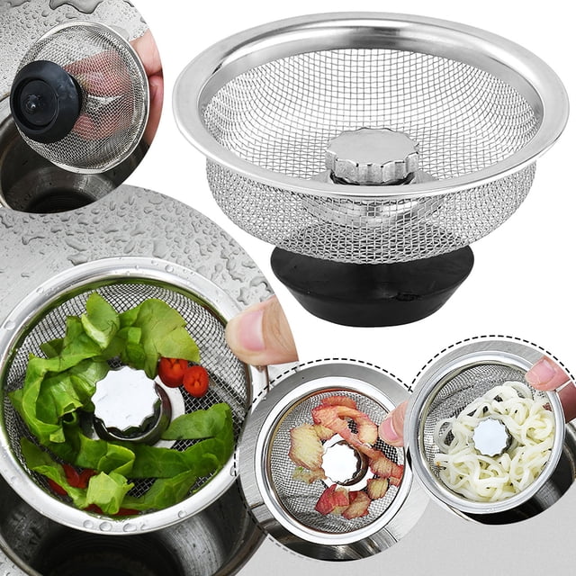 SHAGUOZHOU 1PCS Stainless Steel Kitchen Filter Sewer Garbage Stainless Steel Filter -clogging Filter For Vegetable Washing Kitchen Filter Mesh with Rack 360 Strainer Drainer Fr