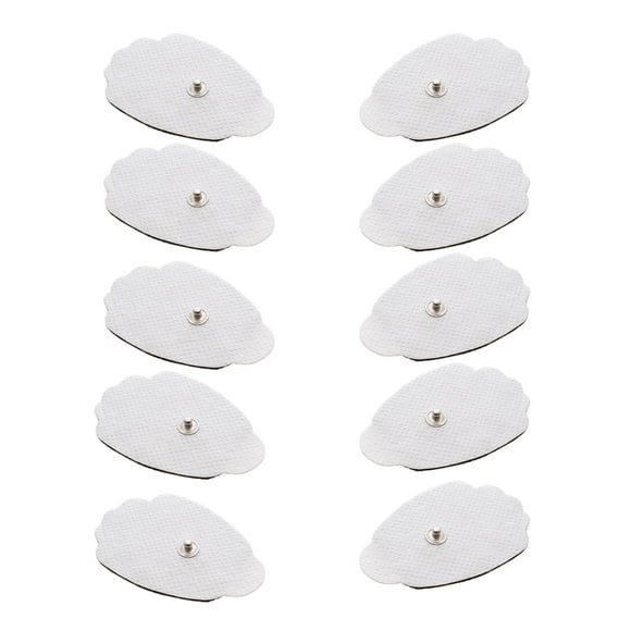 Tens Unit Muscle Stimulator Replacement Pads Patches 10 Pads (5 Pairs) Stick-on Pads Reusable Electrodes Snap On,Latex Free (White)