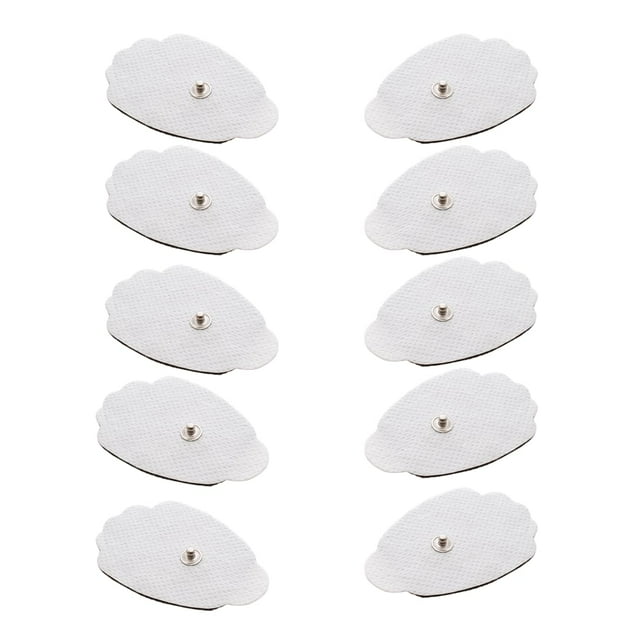 Tampons de Remplacement pour Stimulateur Musculaire Tens, 10 Tampons (5 Paires), Tampons Autocollants, Électrodes Réutilisables à Clipser, Sans Latex (Blanc)