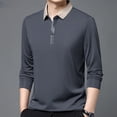 thumbnail image 2 of FINALGANG Mens Contrast Collar Long Sleeve Polo Shirt With Button Placket Slim Fit Soft Breathable For Fathers Day Gift Daily Wear Everyday Activities Leisure Top, 2 of 5