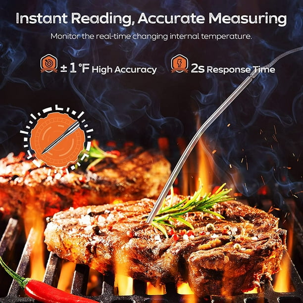 Meat Thermometer with Long Probe Digital Meat Thermometer with Large Touchscreen LCD Kitchen Timer Grill Thermometer Cooking Food Meat Thermometer Instant Read for Smoker Kitchen BBQ Oven Walmart