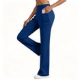 thumbnail image 5 of successthop Straight Leg Yoga Pants with Pockets Women Casual Gym with Pockets Elastic Trousers Solid Trendy Bottoms M, 5 of 8