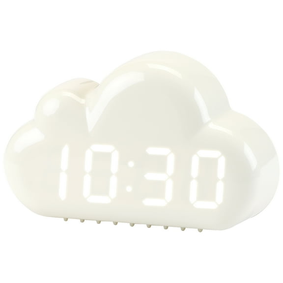 REGALWOVEN Cloud Design Alarm Clock, Three Alarms, Adjustable Brightness for Bedroom/Dorm White 5.9"L x 1.6"W x 3.5"H