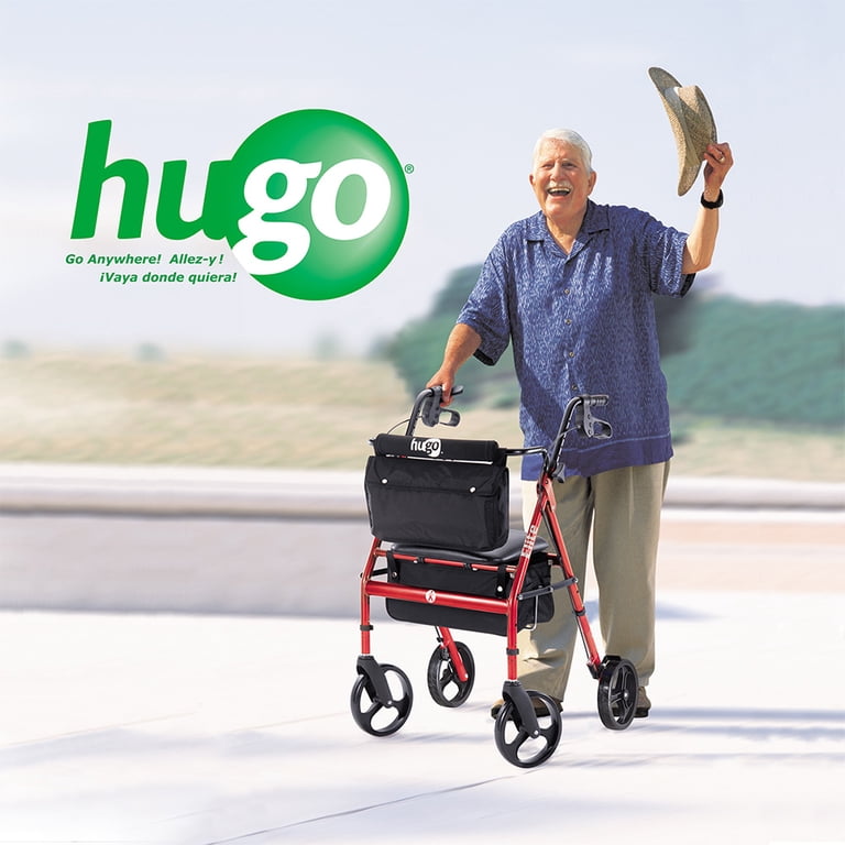 Hugo Elite Rollator Rolling Walker with Seat, Backrest and Saddle