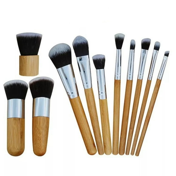 Juego de brochas de maquillaje, 11 brochas de maquillaje de bambú, brochas de maquillaje profesionales, brochas de maquillaje optimizadas para la excelencia