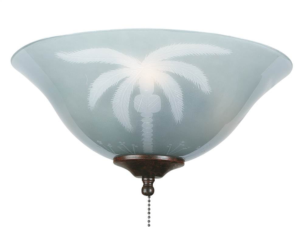 13in. Etched Tropical Glass Bowl Ceiling Light Globe
