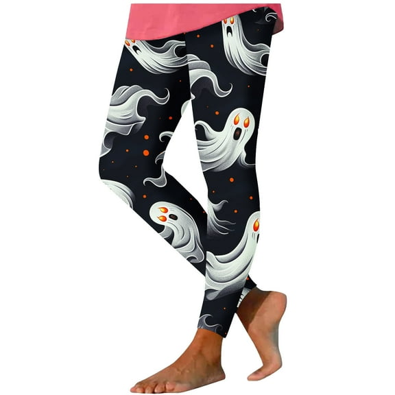 Women's Halloween Print Leggings Buttery Soft High Waisted Yoga Pants Full-Length Leggings Pants Multicolor L